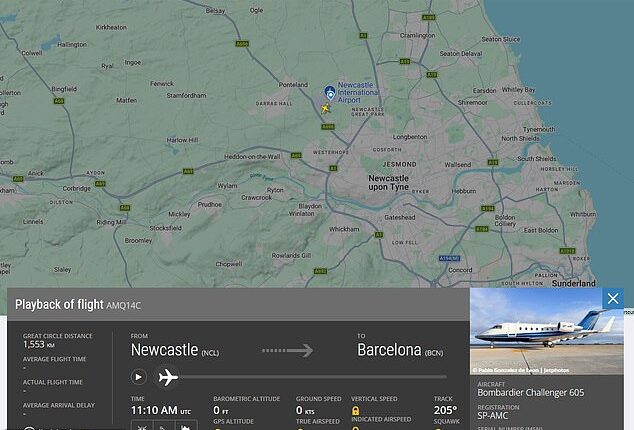 Anthony Gordon is flying from Newcastle to Barcelona via private jet for a £70million move