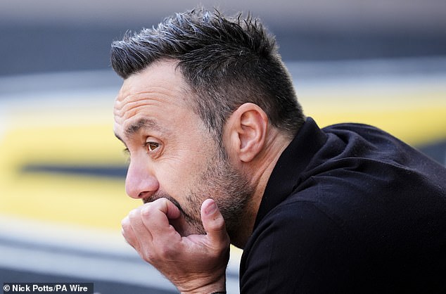 Tottenham boss Roberto De Zerbi faces a nail-biting afternoon on Sunday - his side will fall back into the relegation zone if West Ham beat Arsenal
