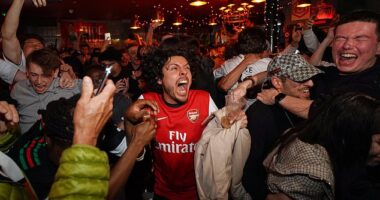 Arsenal fans filled the pubs of north London and celebrated wildly once their title win was confirmed