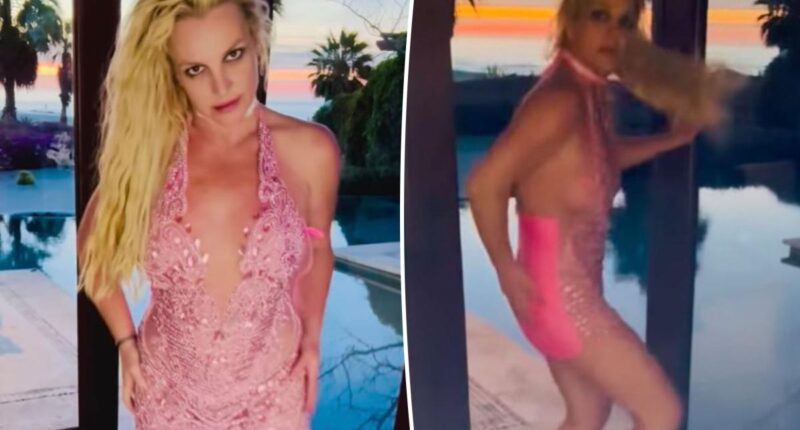 Britney spears slaps butt, dances in hot pink mini dress