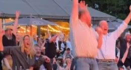Clarkson¿s Farm stars Kaleb Cooper and Charlie Ireland jump for joy as they shared their reactions to The Hawkstone Farmers Choir's Britain's Got Talent win on Saturday