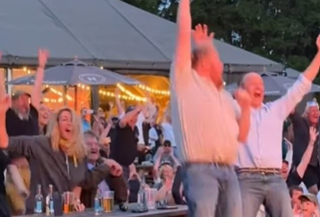 Clarkson¿s Farm stars Kaleb Cooper and Charlie Ireland jump for joy as they shared their reactions to The Hawkstone Farmers Choir's Britain's Got Talent win on Saturday