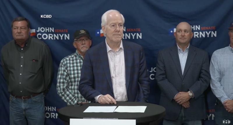 Sen. John Cornyn, R-Texas, on the campaign trail hours after President Trump endorsed his Republican challenger, Texas Attorney General Ken Paxton.