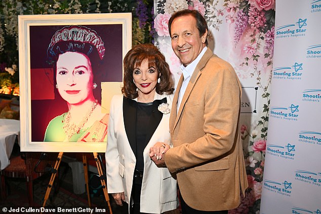 Dame Joan Collins displayed her age-defying looks as she and her husband Percy Gibson attended a Summer Evening Gala hosted by Shooting Star Children's Hospices at The Ivy Chelsea Garden on Tuesday