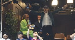 Lifelong Arsenal fan Mick Jagger celebrated the teams early lead as they take on Paris Saint-Germain at Champions League final in Hungary on Saturday