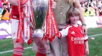 Declan Rice's partner Lauren Fryer makes rare public appearance with him in stunning family photos to celebrate winning the Premier League title with Arsenal