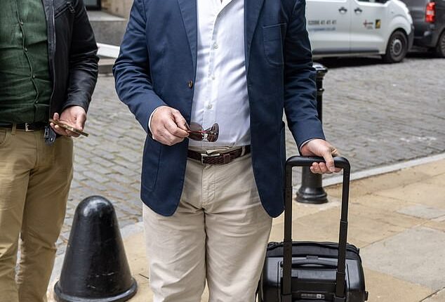 Michael Thomson, 53, ex-CEO of London Capital and Finance, has been jailed after a Serious Fraud Office investigation - he is pictured here outside Southwark Crown Court in 2023