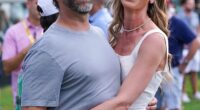 Donald Trump Jr and Bettina Anderson on the 18th green after the final round of LIV Golf Miami at Trump National Doral in April 2025