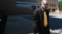 David Morens leaves the U.S. District Court following his arraignment on felony charges alleging he concealed communications related to virus research from Freedom of Information Act requests May 8, 2026 in Greenbelt, Maryland