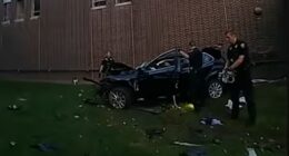 Dramatic body camera footage caught the moment police officers arrived on the scene on July 31, 2022 and found her Toyota Camry smashed in half