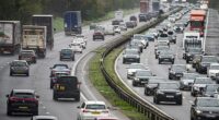 Traffic approaching the Almondsbury Interchange on the M5 in Gloucestershire last month