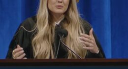 Erika Kirk gave the commencement speech at Hillsdale College in Michigan on Saturday