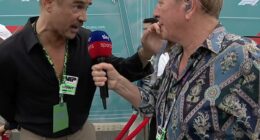 Formula One fans were sent into a frenzy by Colin Farrell's hilarious grid walk interview, as they called for the star to appear in a movie about the races
