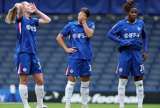 Sam Kerr's (pictured, middle) dreams of a fourth FA Cup triumph with Chelsea ended in dramatic fashion - and Matildas teammate Mary Fowler was a big reason why