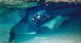 The first photos from inside the doomed Maldives cave system where five Italian divers died have now been released by the organisation involved in the expedition