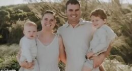 Mitchell Weeden (pictured with his wife Liana and their children) died suddenly on May 20