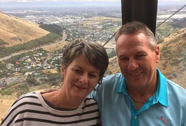 Essendon great Geoff Burdett is pictured with his wife Mary-Anne, who has laid bare the horrible toll of his dementia battle