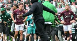 Hundreds of Celtic supporters stormed the pitch on Saturday after clinching the title