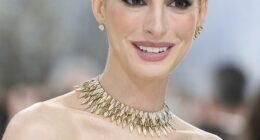 Anne Hathaway at Monday's Met Gala. The Oscar winner recently put paid to plastic surgery rumours by sharing her secret ‘facelift hair hack’