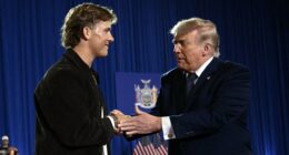 Giants' Jaxson Dart Introduces President Trump at Rally in NY