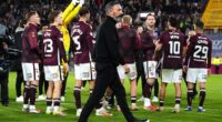 Hearts boss Derek McInnes and his Tynecastle players learn of Celtic's late goal at Motherwell