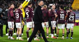 Hearts boss Derek McInnes and his Tynecastle players learn of Celtic's late goal at Motherwell
