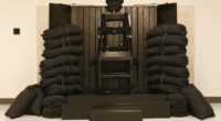 Pictured: The execution chamber at Utah State Prison where prisoners are executed by firing squad