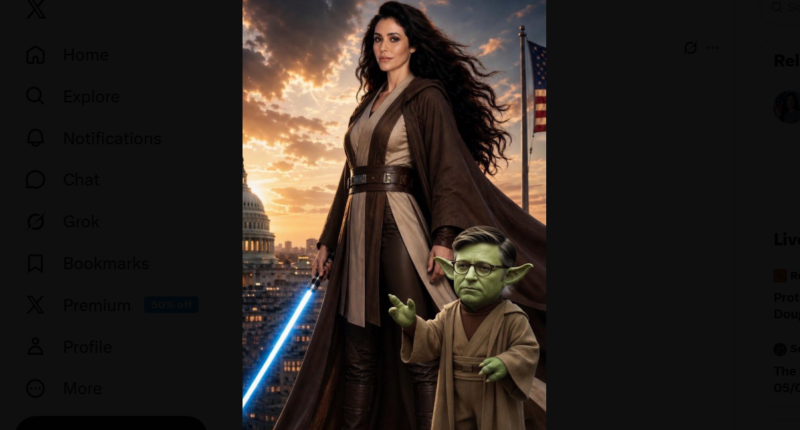 Anna Paulina Luna and Mike Johnson as Jedi