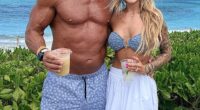 Gracen and Kevin Geagan at the beach in matching swimsuits. Kevin is 34 years older than Gracen, but she has insisted that their sex life is thriving