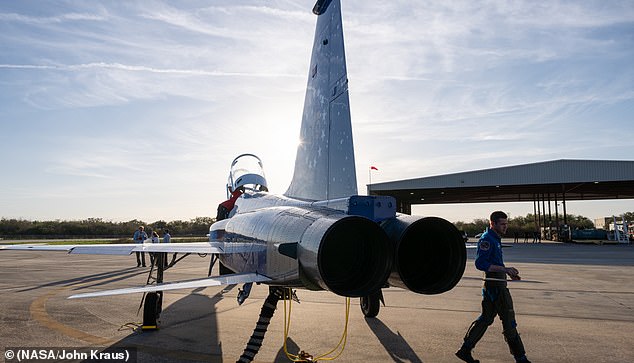 NASA administrator Jared Isaacman prepares for a flight in an F-5 fighter jet