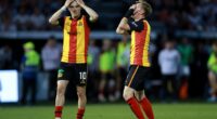 Thistle players are dejected after losing the Premiership play-off to St Mirren