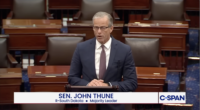 Senate Majority Leader John Thune, R-S.D., speaks on the Senate floor.