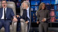 Jon Stewart surprises Stephen Colbert with a surprise serenade from Andra Day