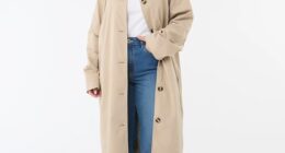 Kmart shoppers are racing to stores after discovering a $45 trench coat they claim looks strikingly similar to a luxury designer version worth hundreds more. Pictured: Kmart Contrast Check Trench Coat ($45)