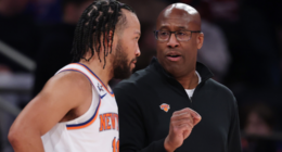 Jalen Brunson and Mike Brown of the New York Knicks