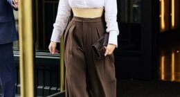 Lauren Sanchez gave fans a sneak peek at what they can expect at the Met Gala by stepping out in a stylish ensemble while leaving her New York City hotel on Thursday