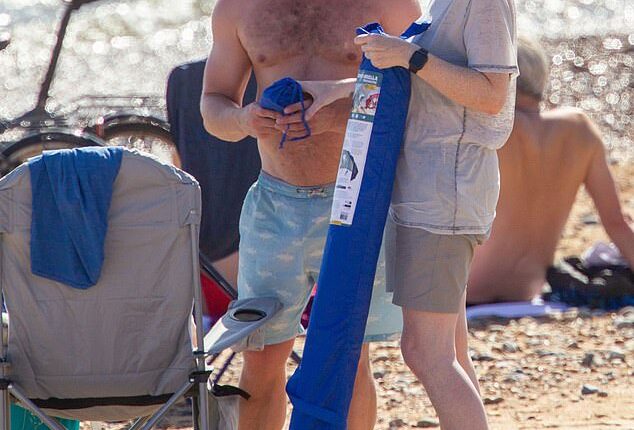 Angela Rayner put Labour chaos behind her today as she was spotted enjoying Britain's sweltering heatwave on the beach in Brighton