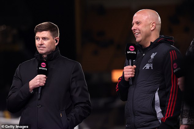 Steven Gerrard (left) has admitted he was 'shocked' after Arne Slot (right) was sacked by Liverpool on Saturday