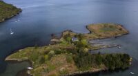 Richard Stein and Sally Lovell have put their home, Harbour Island (pictured), off the coast of Argyll, up for sale for £1.25million