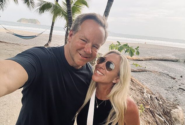Former Representative Marjorie Taylor Greene (right) and her fiancé Brian Glenn (left) told the Daily Mail they were just vacationing in Costa Rica and she did not 'flee the country'