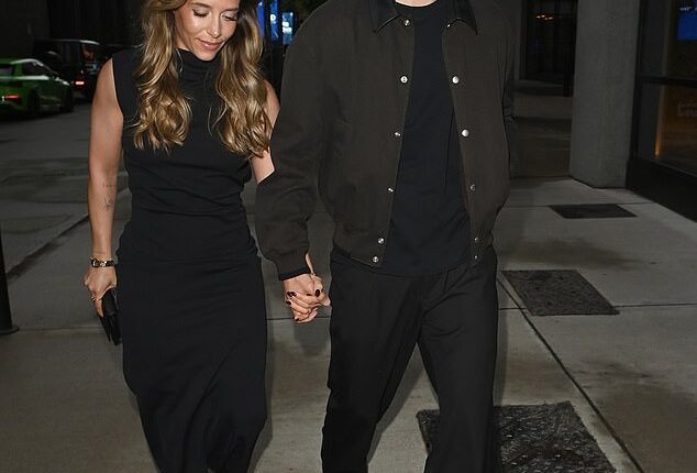 Bruno Fernandes and wife Ana Pinho pictured arriving at Man United's end-of-season dinner at Fenix Restaurant and Bar in Manchester  on Sunday night