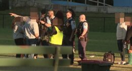 Man is rushed to hospital after being bitten on his back in wild Sydney soccer brawl involving up to 40 people