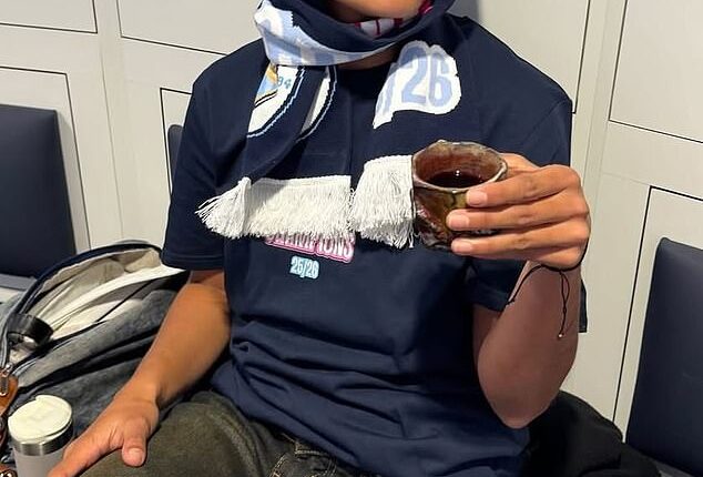 Mary Fowler is pictured during Manchester City's celebrations after they won the Women's Super League title