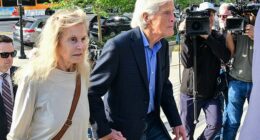 Matthew Perry's mother, Suzanne Morrison (L), painted a heartbreaking picture of the day she saw her son's dead body in the morgue as she assailed his former assistant ahead of his sentencing hearing; pictured with husband Keith Morrison (R)