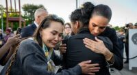 The Duchess embraced attendees at a memorial for children who died after viewing harmful content on social media