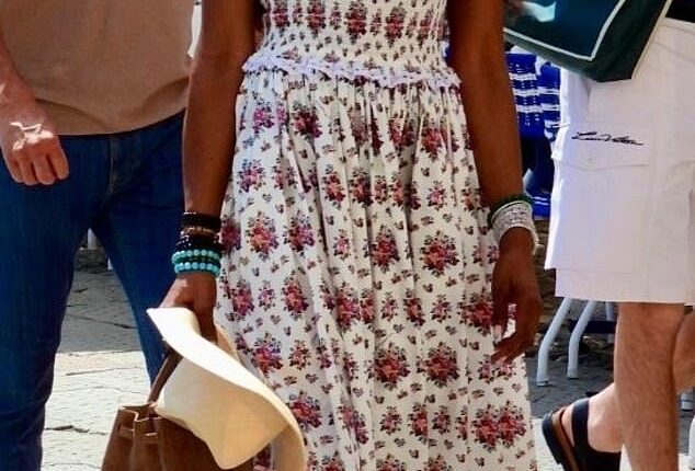 Naomi Campbell cut a stylish figure as she stepped out amid her sun-soaked Portofino getaway on Saturday
