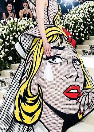 Celebrities' Met Gala outfits have been reinvented in AI form, (left) as the stars' real ensembles were branded 'cheap and tacky' by critics - (Nicole Kidman pictured left in a Lichtenstein inspired creation for the theme: Fashion Is Art)