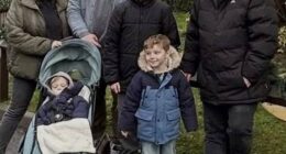 Elisha, left, considers her ever-so blended family her proudest achievement, and the best thing for all of her children. Pictured next to her is fiancé Danny - on the right is ex-husband Tom