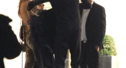 Peter Crouch looked out for glamorous wife Abbey Clancy as he gave her his jacket as they departed the BRITs after party on Saturday night