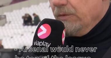 Peter Schmeichel was fuming after West Ham's late equaliser against Arsenal was disallowed